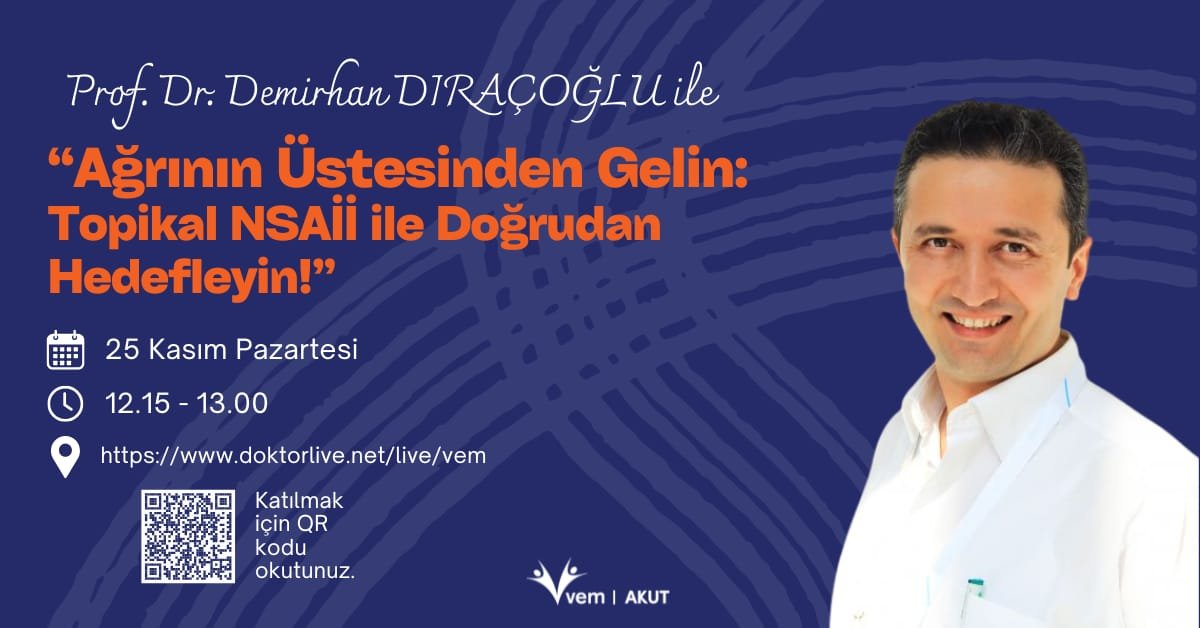 25.11.2024 tarihinde Ağrının Üstesinden Gelin: Topikal NSAİİ ile Doğrudan Hedefleyin! başlıklı programımız Öğlen Öğren TV ekranlarından canlı yayınlanacaktır