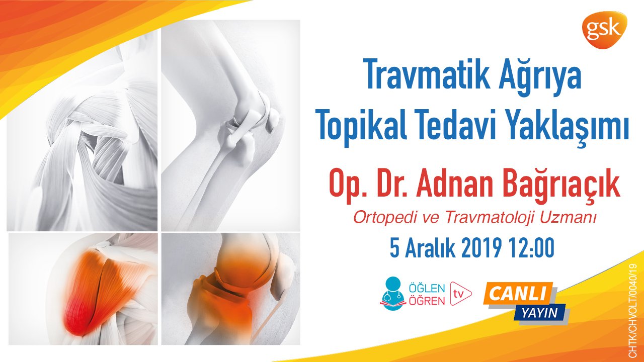 05.12.2019 tarihinde Travmatik Ağrıya Topikal Tedavi Yaklaşımı başlıklı programımız Öğlen Öğren TV ekranlarından canlı yayınlanacaktır