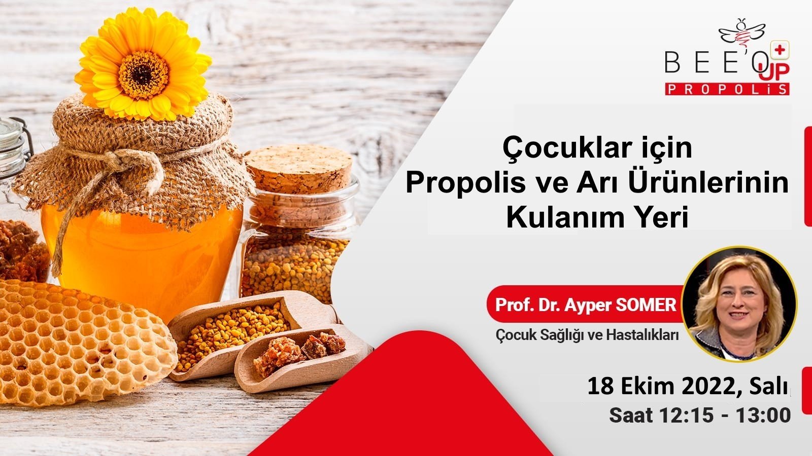 18.10.2022 tarihinde Çocuklar için Propolis ve Arı Ürünlerinin Kullanım Yeri başlıklı programımız Öğlen Öğren TV ekranlarından canlı yayınlanacaktır