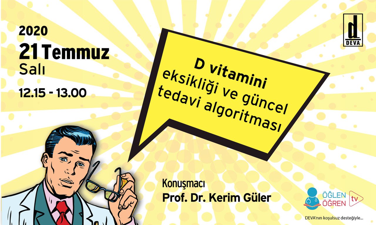 21.07.2020 tarihinde D Vitamini Eksikliği ve Güncel Tedavi Algoritmesı başlıklı programımız Öğlen Öğren TV ekranlarından canlı yayınlanacaktır