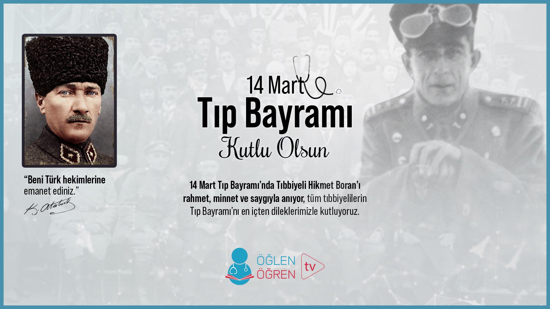 14.03.2022 tarihinde 14 Mart Tıp Bayramı Kutlu Olsun başlıklı programımız Öğlen Öğren TV ekranlarından canlı yayınlanacaktır