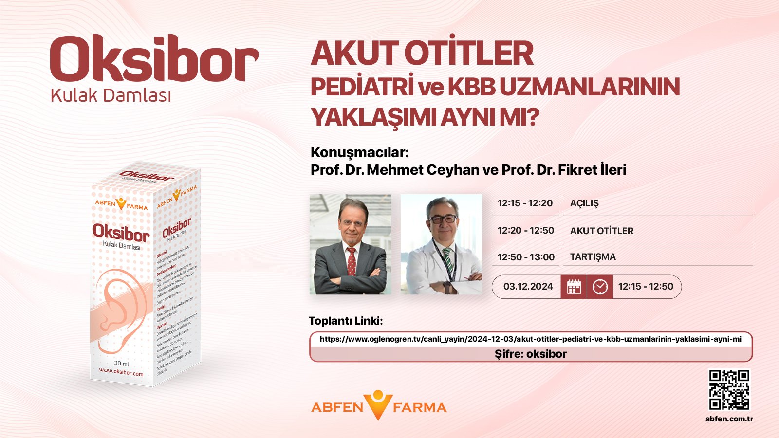 03.12.2024 tarihinde Akut Otitler: Pediatri ve KBB Uzmanlarının Yaklaşımı Aynı mı? başlıklı programımız Öğlen Öğren TV ekranlarından canlı yayınlanacaktır