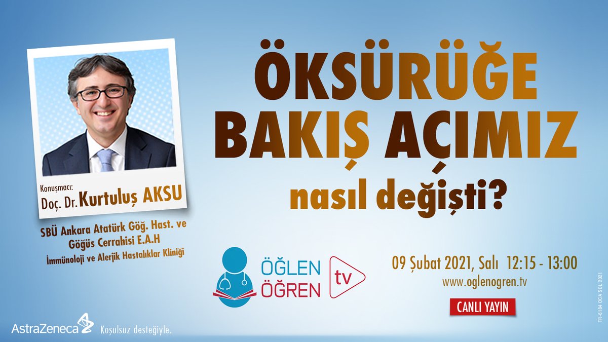 09.02.2021 tarihinde Öksürüğe Bakış Açımız Nasıl Değişti başlıklı programımız Öğlen Öğren TV ekranlarından canlı yayınlanacaktır