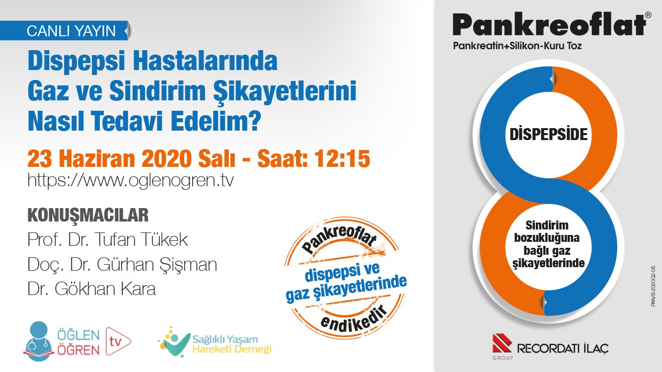 23.06.2020 tarihinde Dispepsi hastalarında Gaz ve Sindirim Şikayetlerini Nasıl Tedavi Edelim? başlıklı programımız Öğlen Öğren TV ekranlarından canlı yayınlanacaktır